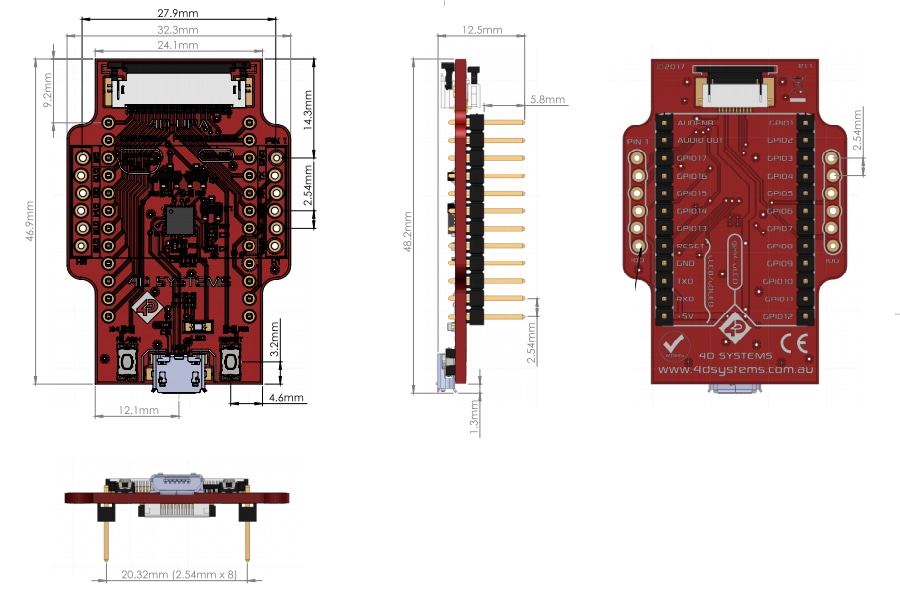 Mechanical Drawing - 4D Systems 4D-UPA Universal Programmer